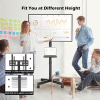 BONTEC Dönthető TV Állvány Kerekekkel 23-60" LED/LCD/OLED Képernyőkhöz, Magasságállítható Mobil TV Tartó Médiatálcával, 25kg Teherbírás 3