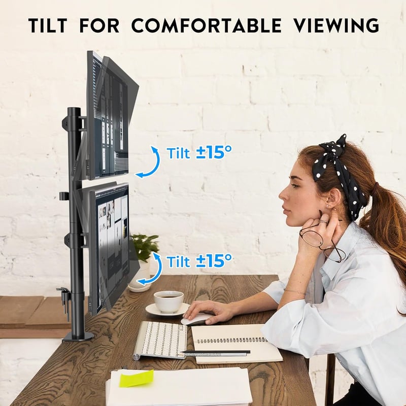 BONTEC Dual Monitor Tartó 13-34" Magasságállítható Forgó VESA Kompatibilis