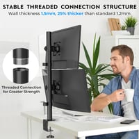 BONTEC Dual Monitor Tartó 13-34" Magasságállítható Forgó VESA Kompatibilis 2