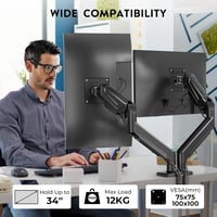 BONTEC Dual Monitor Tartó Gázrugós Kar 2 Képernyőhöz 15-34" Forgatható Magasságállítható 3