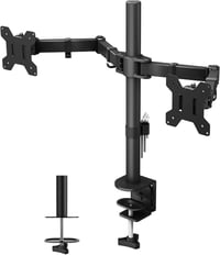BONTEC Dupla Monitor Tartó Állvány 13-27" LCD/LED Képernyőkhöz - Ergonomikus, Teljes Mozgástartományú Karok, 22 kg Teherbírás - black 1