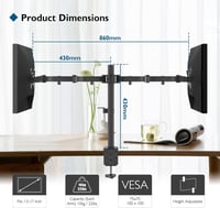 BONTEC Dupla Monitor Tartó Állvány 13-27" LCD/LED Képernyőkhöz - Ergonomikus, Teljes Mozgástartományú Karok, 22 kg Teherbírás - black 8