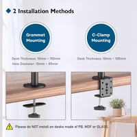 BONTEC Dupla Monitor Tartó Állvány 13-27" LCD/LED Képernyőkhöz - Ergonomikus, Teljes Mozgástartományú Karok, 22 kg Teherbírás - black 6