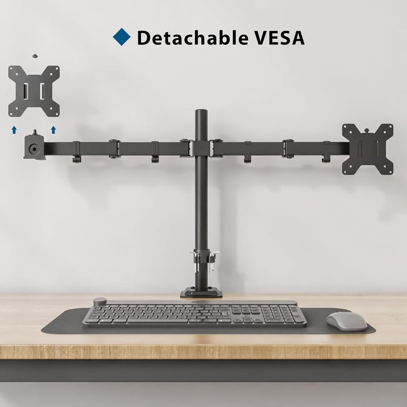 BONTEC Dupla Monitor Tartó Asztali Forgatható Dönthető Magasságállítható 15-32 Colos VESA