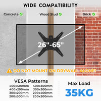 BONTEC Otočný nástenný držiak na TV pre 26-65 palcové ploché a zakrivené LED LCD OLED televízory, vysunutie 950 mm, VESA 400x400 mm, max. 35 kg, vhodný aj do rohu 2
