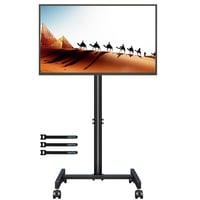BONTEC Gurulós TV Állvány 13-49 Colos Lapos és Ívelt Képernyőkhöz, Állítható Magasságú Mobil TV Kocsi 4 Kerékkel, 20 kg Teherbírás, VESA 200 1
