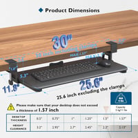 Tavă tastatură retractabilă BONTEC pentru birou, suport glisant mare cu clemă C, 650x300 mm, maro vintage, din lemn. 3