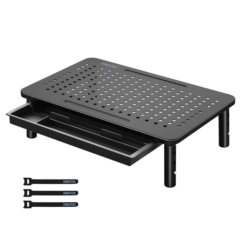BONTEC Postolje za monitor - Ergonomski podizač zaslona, 36,8 x 23,1 cm, 1,18 kg, Stabilan stolni držač za monitor računala, Crno