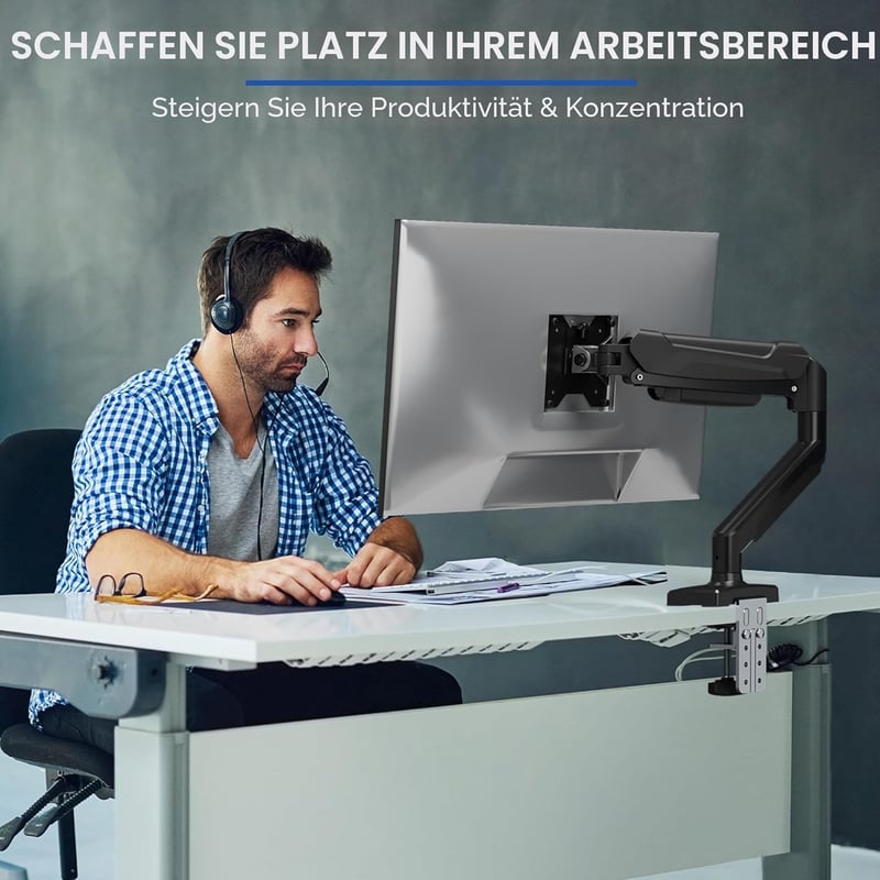 BONTEC Monitor Tartó Gázrugós 15-32 Colos Monitorokhoz 360° Forgatható