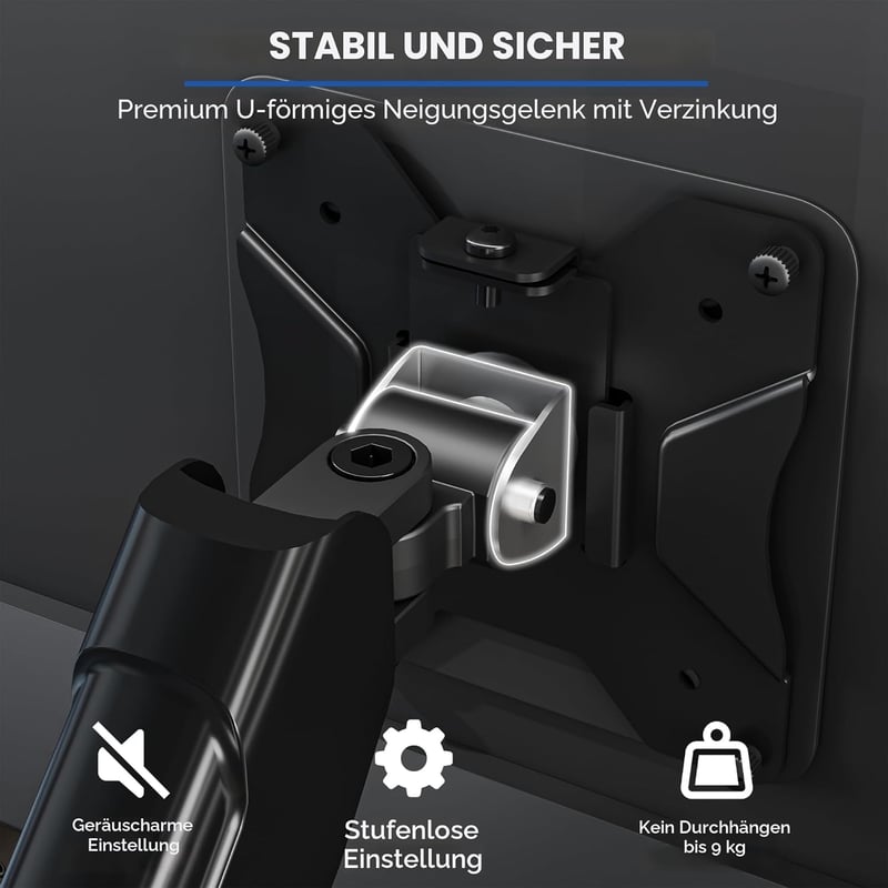 BONTEC Monitor Tartó Gázrugós 15-32 Colos Monitorokhoz 360° Forgatható
