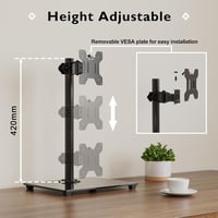 BONTEC Monitortartó Állvány 13-32" Lapos/Ívelt Képernyőkhöz, 10kg Teherbírás, Edzett Üveg Talp, Dönthető ±75° Forgatható ±80°, VESA 75/100mm 6