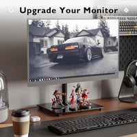 BONTEC Monitortartó Állvány 13-32" Lapos/Ívelt Képernyőkhöz, 10kg Teherbírás, Edzett Üveg Talp, Dönthető ±75° Forgatható ±80°, VESA 75/100mm 9