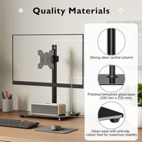 BONTEC Monitortartó Állvány 13-32" Lapos/Ívelt Képernyőkhöz, 10kg Teherbírás, Edzett Üveg Talp, Dönthető ±75° Forgatható ±80°, VESA 75/100mm 7
