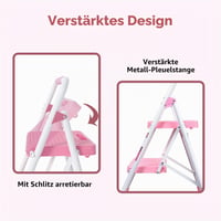 Taburet pliant din oțel BONTEC cu 2 trepte, capacitate 150 kg, roz 5
