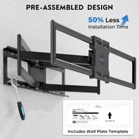 Nástenný držiak na TV BONTEC s plným pohybom pre 60 – 110-palcové televízory, otočný a sklopný s dvojitým ramenom, VESA 800x600 mm, nosnosť 125 kg, vysunutie 101,6 cm 6