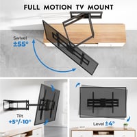 Nástenný držiak na TV BONTEC s plným pohybom pre 60 – 110-palcové televízory, otočný a sklopný s dvojitým ramenom, VESA 800x600 mm, nosnosť 125 kg, vysunutie 101,6 cm 4