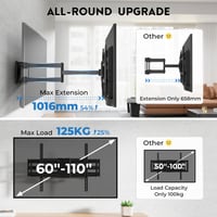 Nástenný držiak na TV BONTEC s plným pohybom pre 60 – 110-palcové televízory, otočný a sklopný s dvojitým ramenom, VESA 800x600 mm, nosnosť 125 kg, vysunutie 101,6 cm 2