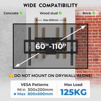 Nástenný držiak na TV BONTEC s plným pohybom pre 60 – 110-palcové televízory, otočný a sklopný s dvojitým ramenom, VESA 800x600 mm, nosnosť 125 kg, vysunutie 101,6 cm 3