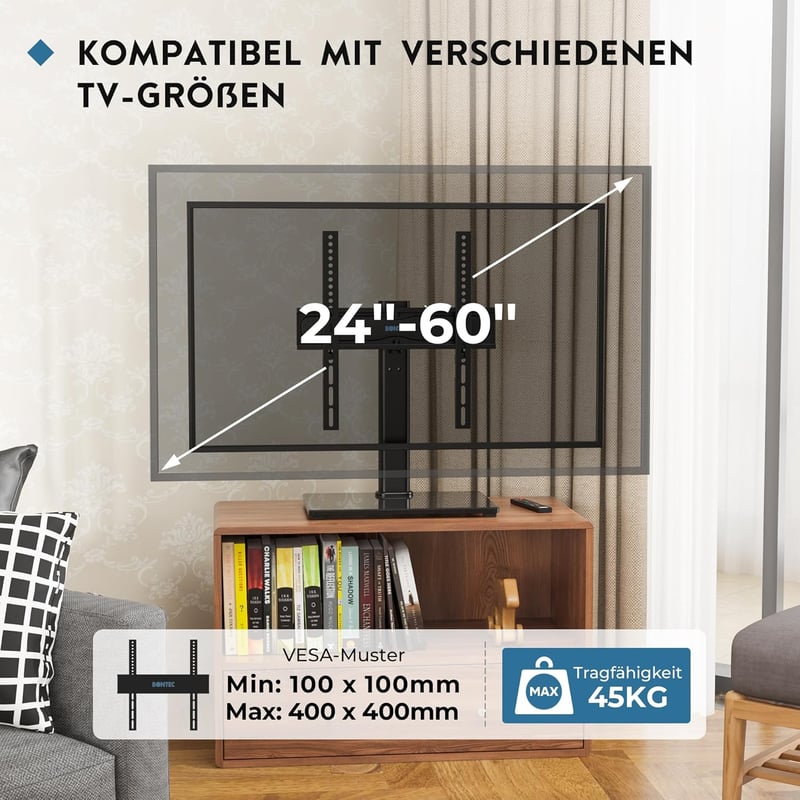 BONTEC TV állvány forgó 26-55 colos tévéhez, magasságállítható, max 45 kg