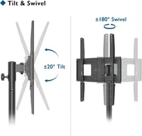 BONTEC TV Állvány Padlóra Állítható Forgatható Dönthető 32-60 Hüvelyk LCD LED OLED Plazma Síkképernyős Ívelt Televízió 45kg VESA 400x400mm 3