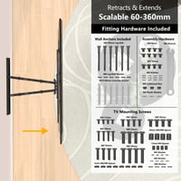 Bontec Držiak na TV stenu pre 37-80 palcové zariadenia - Sklopný, otočný, kompatibilný so zakrivenými LCD/LED, nosnosť 65 kg, VESA 600x400 4