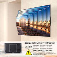Bontec Držiak na TV stenu pre 37-80 palcové zariadenia - Sklopný, otočný, kompatibilný so zakrivenými LCD/LED, nosnosť 65 kg, VESA 600x400 5