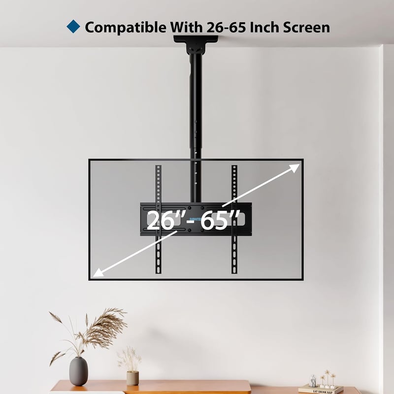 BONTEC TV mennyezeti tartó 26-65 colos tévéhez, dönthető-forgatható, 45 kg-ig