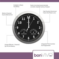 bonVIVO Classic 30 cm Rádiójel Vezérelt Falióra Csendesen Működő Nappali Irodai Konyhai 4