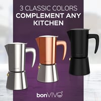 bonVIVO Moka Pot 2 csészés rozsdamentes acél kávéfőző 100ml ezüst 3