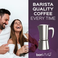 bonVIVO Moka Pot 2 csészés rozsdamentes acél kávéfőző 100ml ezüst 9