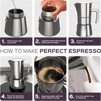 bonVIVO Moka Pot 2 csészés rozsdamentes acél kávéfőző 100ml ezüst 6