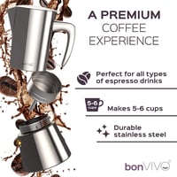 bonVIVO Moka Pot 2 csészés rozsdamentes acél kávéfőző 100ml ezüst 2