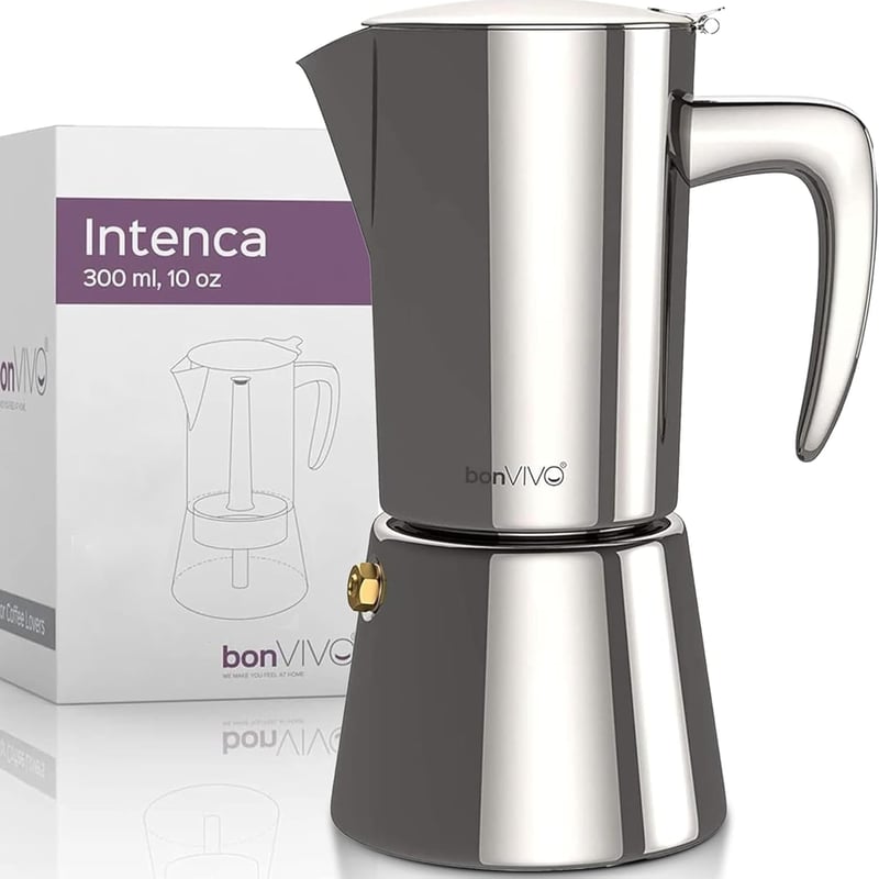 bonVIVO Moka Pot 2 csészés rozsdamentes acél kávéfőző 100ml ezüst