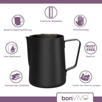 bonVIVO Muvo Tejhabosító Kancsó - Kompakt Tejszínkiöntő Barista Eszköz Kávékülönlegességekhez, 180g Könnyű Kivitel 2