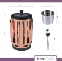 bonVIVO Rozsdamentes Acél Kapszulatartó - 25 Kávékapszulához - 360° Forgó Adagoló Cukoredénnyel és Kanállal - Nespresso/Dolce Gusto Kompatib 4