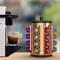 bonVIVO Rozsdamentes Acél Kapszulatartó - 25 Kávékapszulához - 360° Forgó Adagoló Cukoredénnyel és Kanállal - Nespresso/Dolce Gusto Kompatib 5