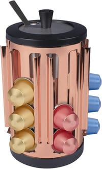 bonVIVO Rozsdamentes Acél Kapszulatartó - 25 Kávékapszulához - 360° Forgó Adagoló Cukoredénnyel és Kanállal - Nespresso/Dolce Gusto Kompatib 7