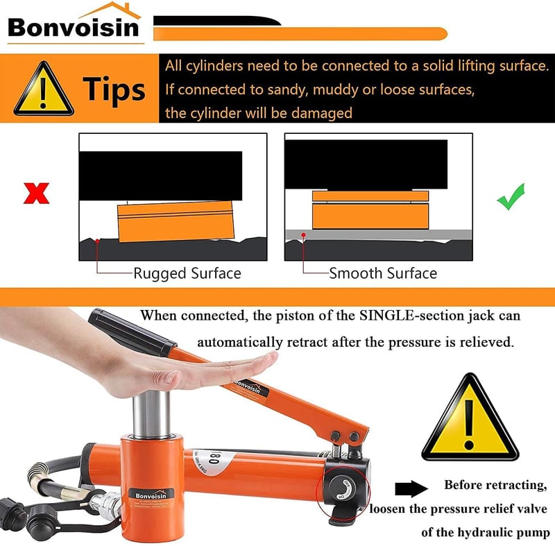Bonvoisin 10T Hidraulikus Henger Kézi Pumpával 50mm Lökethosszal Építkezéshez