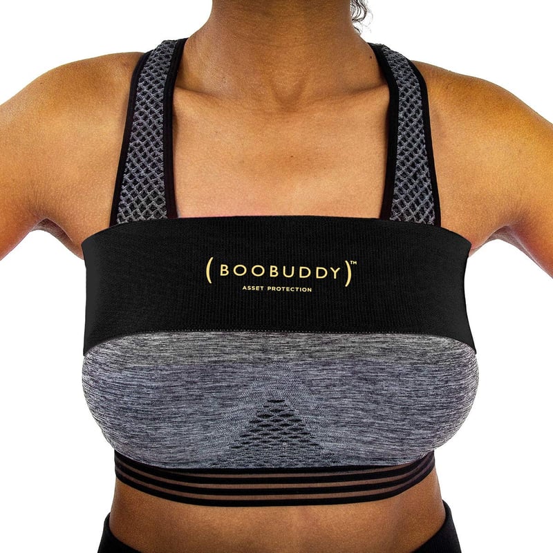 Bandă pentru Susținerea Sânilor Booband Boobuddy, Bandă de Compresie, Alternativă la Bustieră Sport, Negru, Mărimea M