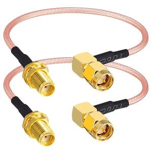 Cablu coaxial Boobrie RG316 SMA, 90°, tată-mamă - 15 cm - 2 bucăți
