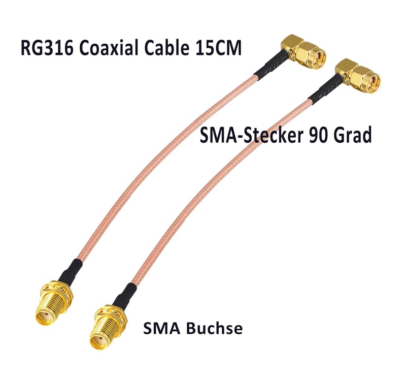 Boobrie SMA Koaxiális Kábel RG316 15cm 90° Szög WiFi Antenna Csatlakozó 2db