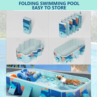 BOODPET Skladací bazén pre psov 223 cm modrý – Odolný záhradný bazén z PVC pre domácich miláčikov s vypúšťacím ventilom, protišmykovým dnom, loptičkami a súpravou na opravu 4