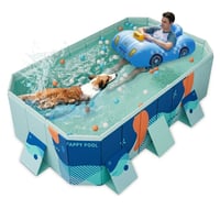 BOODPET Skladací bazén pre psov 223 cm modrý – Odolný záhradný bazén z PVC pre domácich miláčikov s vypúšťacím ventilom, protišmykovým dnom, loptičkami a súpravou na opravu 1