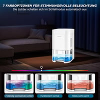 BOOHENKA Elektromos Párátlanító 1200ml - Otthoni Légtisztító 7 Színű Világítással, Időzítővel, Automatikus Leolvasztással Fürdőszobába, Pinc 6