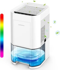 BOOHENKA Elektromos Párátlanító 1200ml - Otthoni Légtisztító 7 Színű Világítással, Időzítővel, Automatikus Leolvasztással Fürdőszobába, Pinc 1