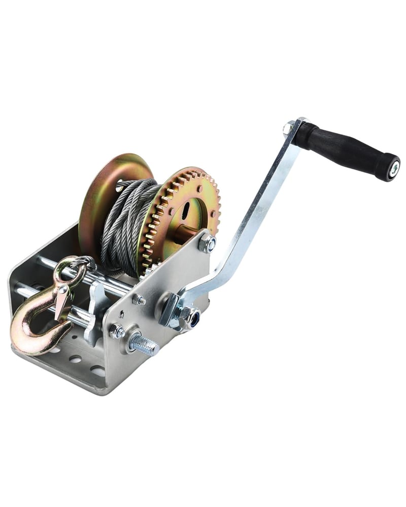 Troliu manual BOOMSTART 1136 kg - cablu de oțel 10 m Ø5 mm, clichet bidirecțional, raport de transmisie 4,1:1/8:1