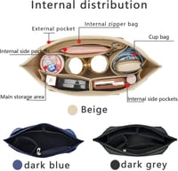 BOOSHMall Longchamp táska szervező, sötétszürke M méret, többrekeszes táskabetét - M, Darkgray 3