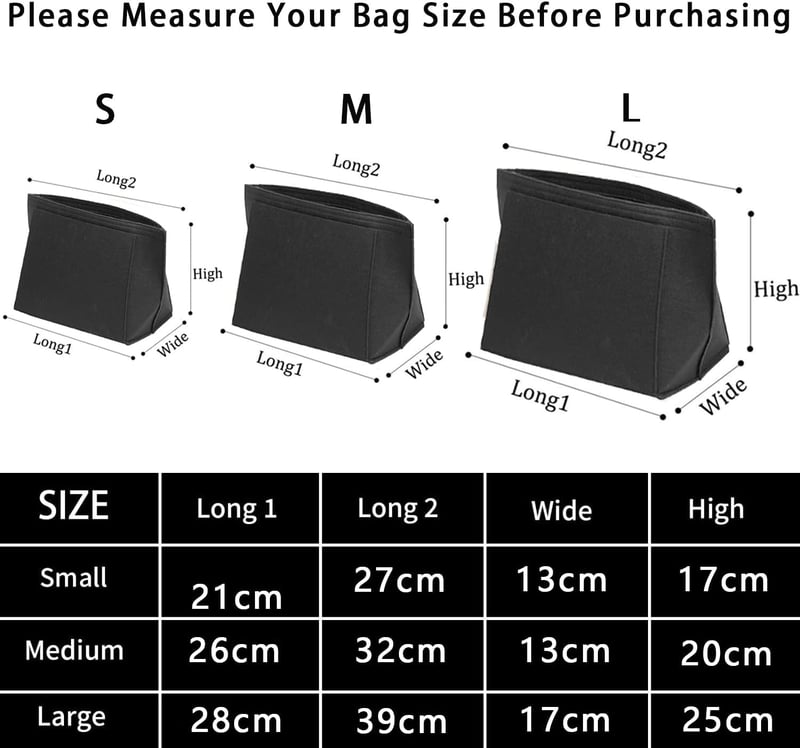 BOOSHMall Longchamp táska szervező, sötétszürke M méret, többrekeszes táskabetét - M, Darkgray
