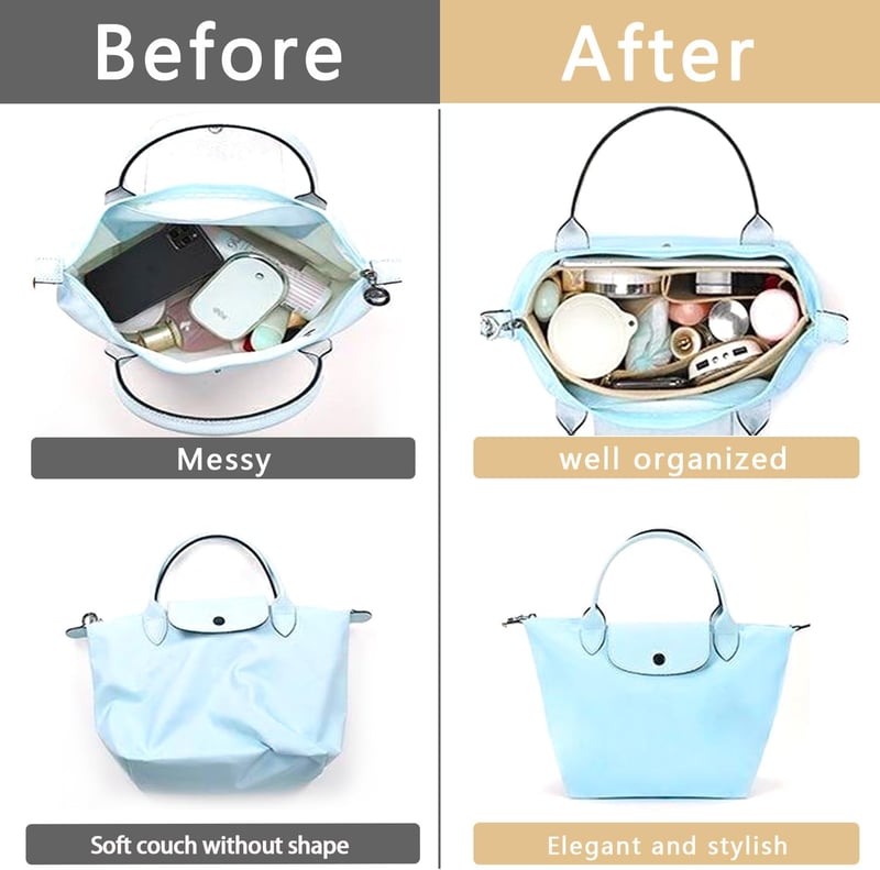 BOOSHMall Longchamp táska szervező, sötétszürke M méret, többrekeszes táskabetét - M, Darkgray
