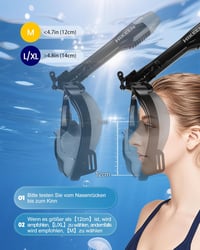 BOOSTEADY teljes arcú snorkel maszk napvédelemmel, száraz tetővel és beszélgetési funkcióval 6